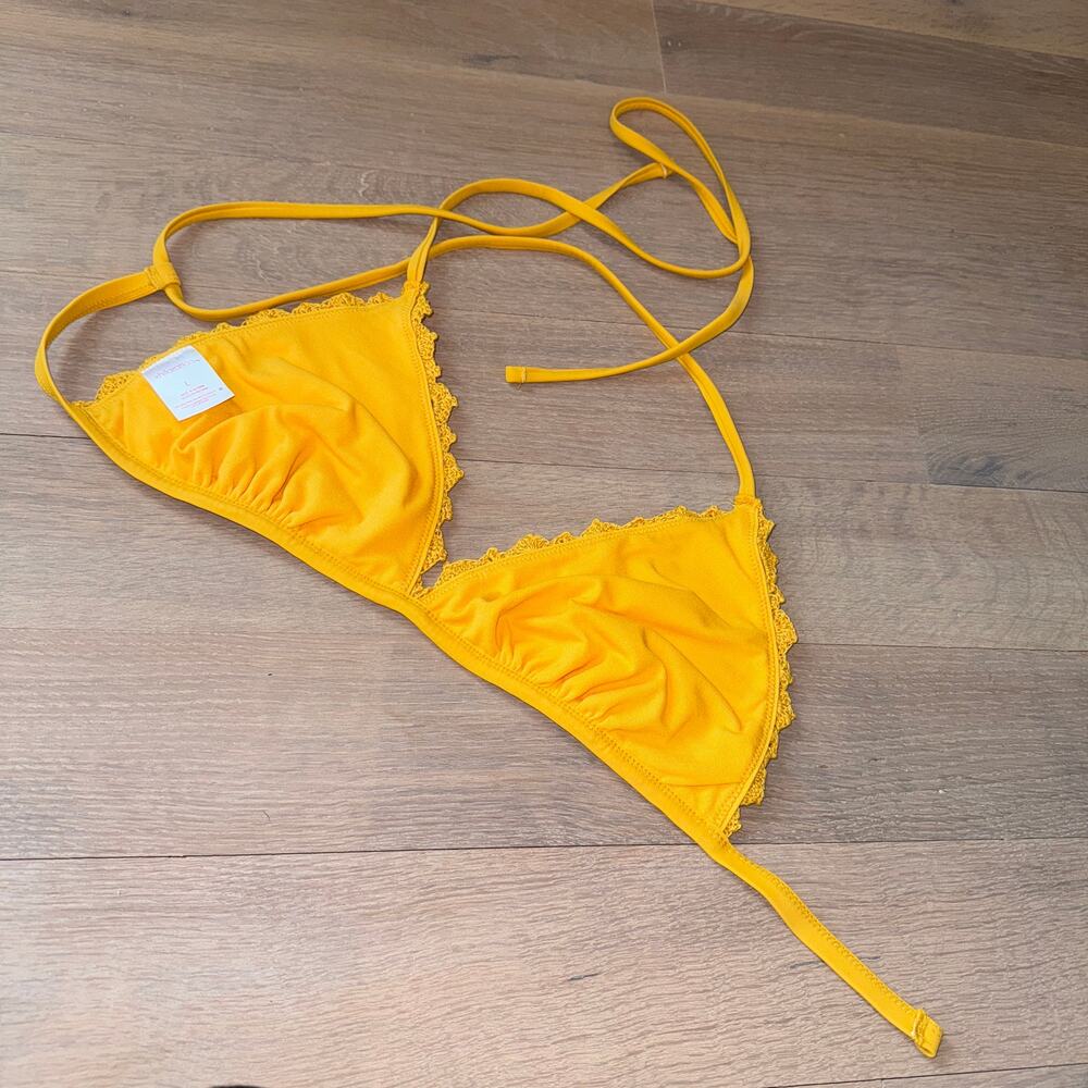 NEW NWOT “70’s Vintage Inspo” Crochet Triangle Bikini Top, GoldenYellow,Marigold - Picture 6 of 7